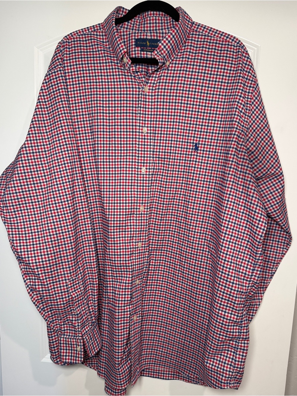 Ralph Lauren Red and Blue Gingham Button-Down Shirt - Picture 1 of 5